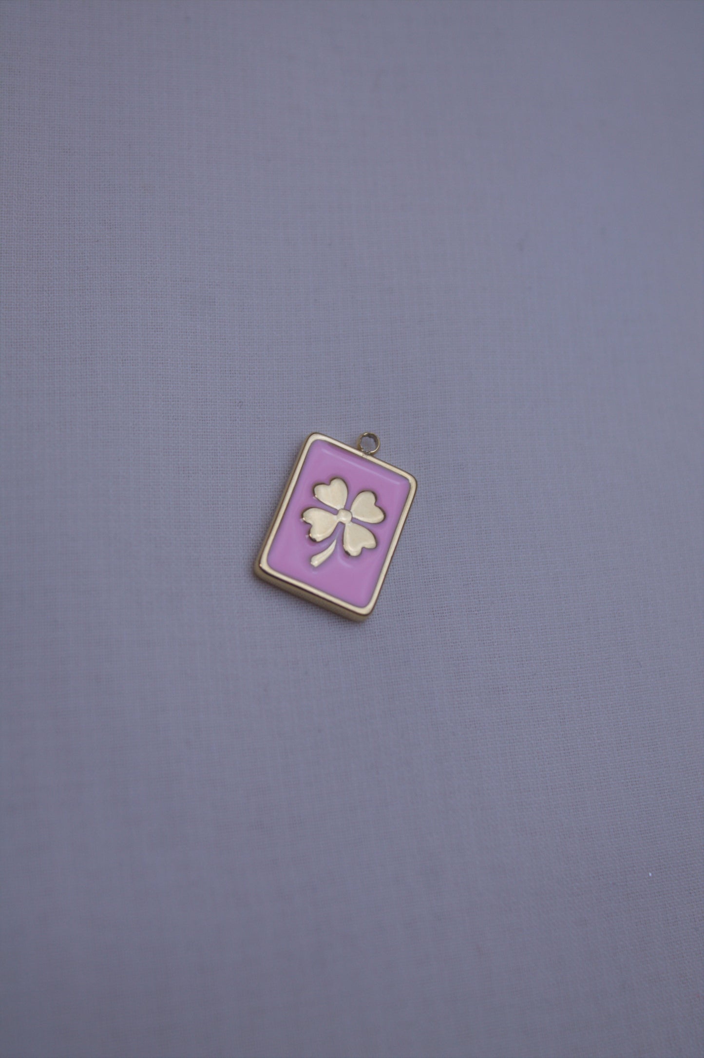 Pink Enamel Clover Rectangle Charm