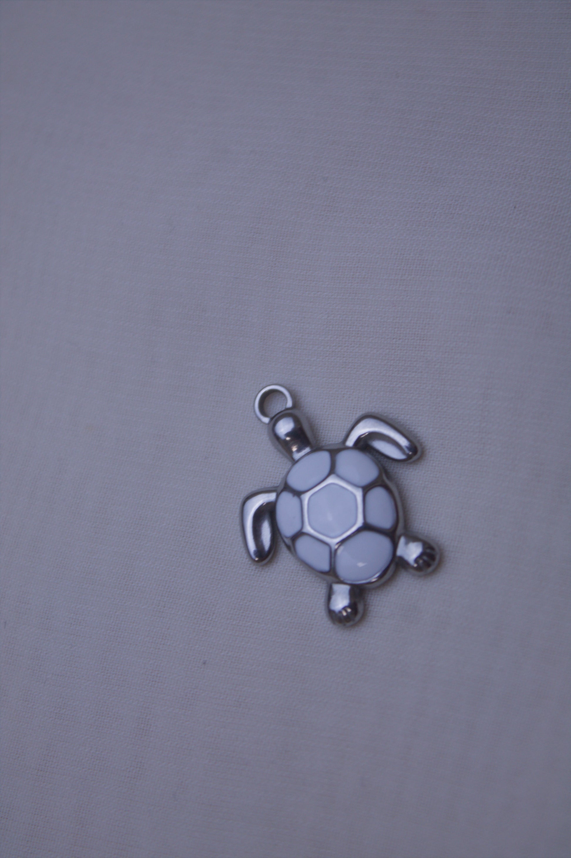 Enamel White Turtle Charm