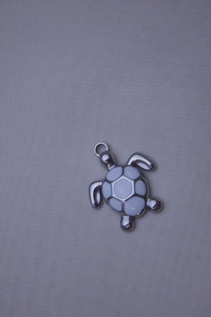 Enamel White Turtle Charm