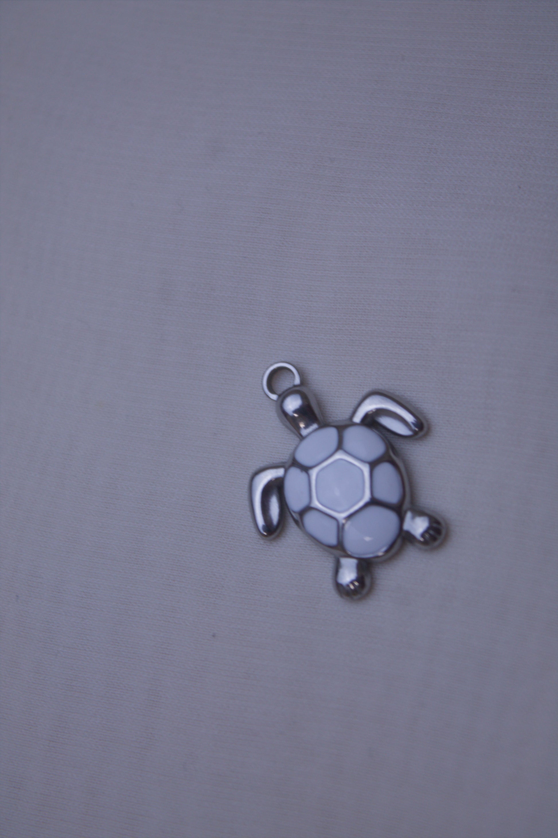 Enamel White Turtle Charm
