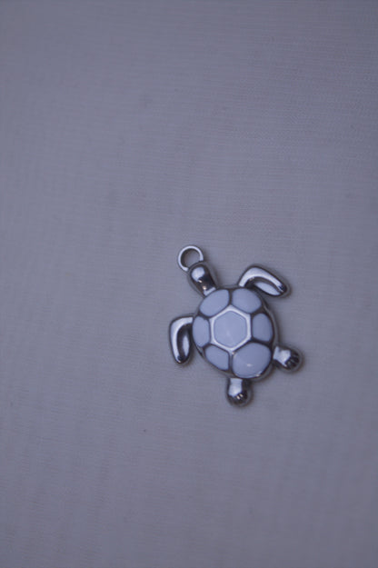 Enamel White Turtle Charm