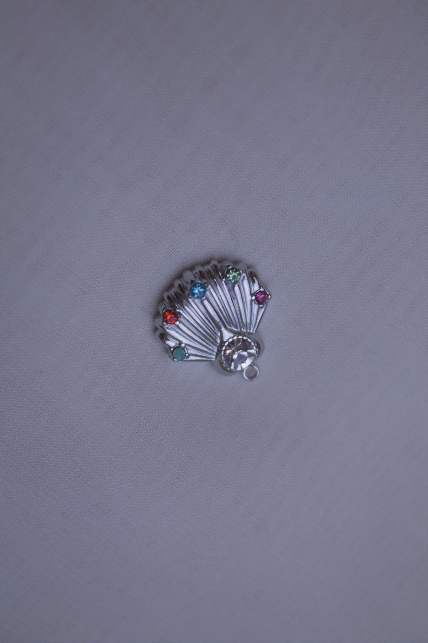 Crystal Silver Seashell Charm