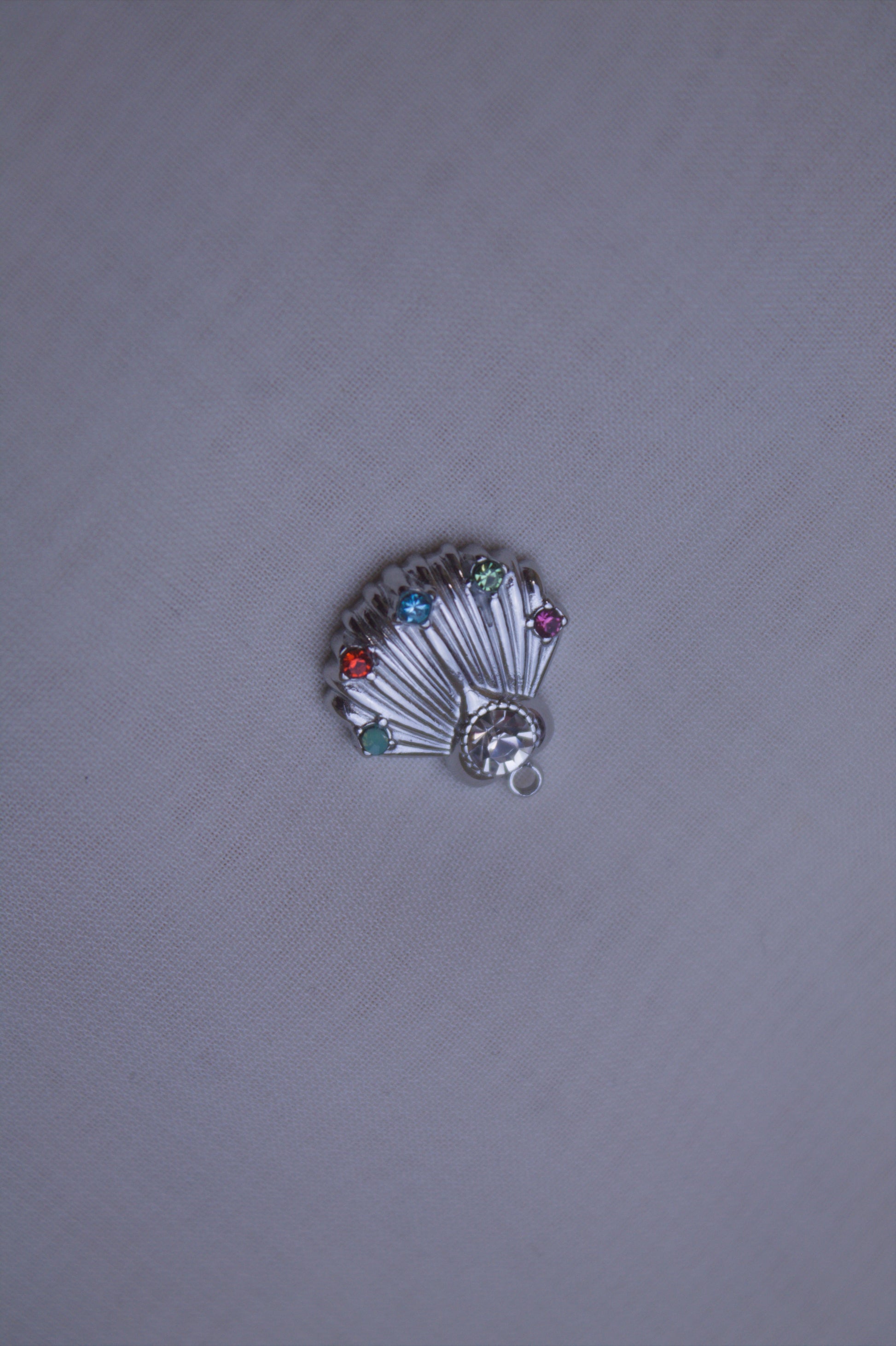 Crystal Silver Seashell Charm
