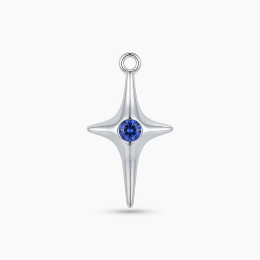 Silver Blue Crystal Star Charm