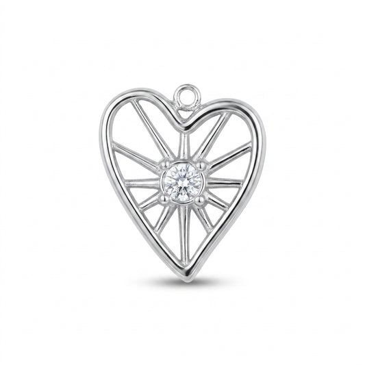 Silver Crystal Heart Charm