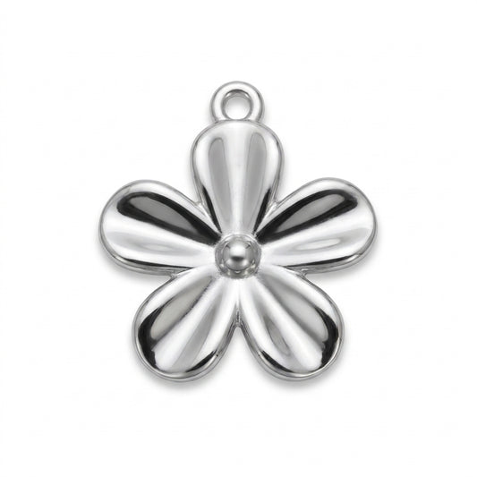 Silver Five Petal Flower Charm
