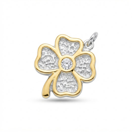 Silver Gold Clover Charm