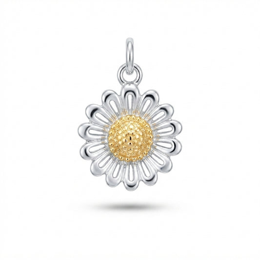 Silver Gold Daisy Charm