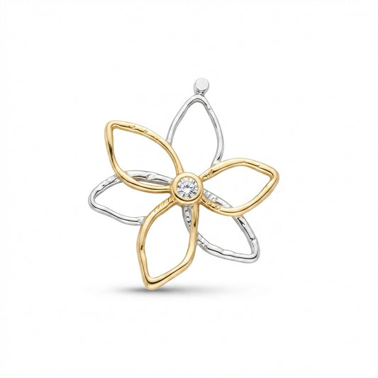Silver Gold Flower Outline Charm