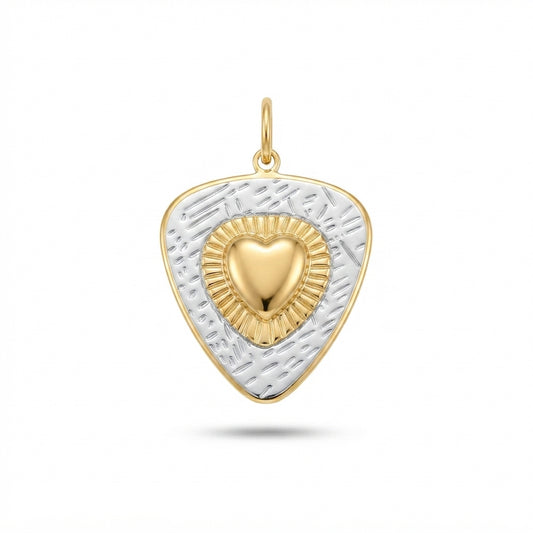 Silver Gold Heart Shield Charm