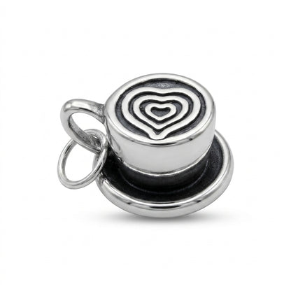 Silver Latte Art Coffee Cup Charm
