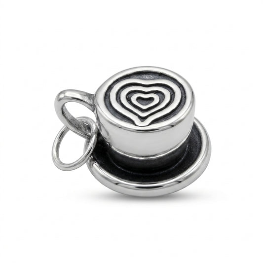 Silver Latte Art Coffee Cup Charm