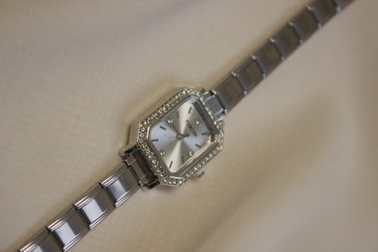 Silver Link Octagonal Crystal Bezel Silver Dial Italian Watch