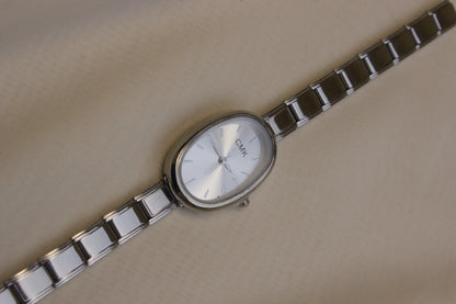 Silver Link Oval White Dial Italian Watch