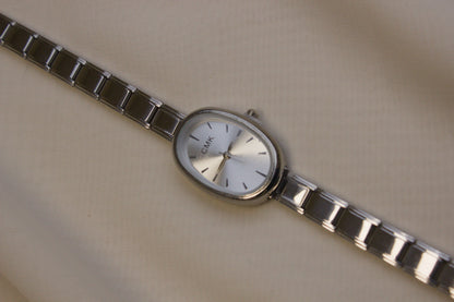 Silver Link Oval White Dial Italian Watch