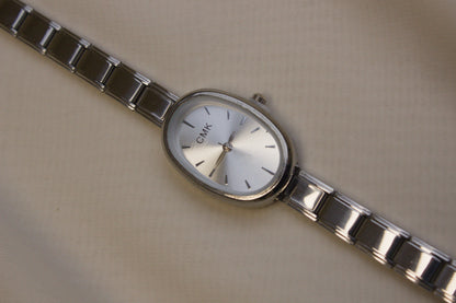 Silver Link Oval White Dial Italian Watch