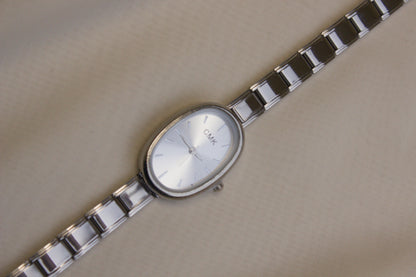Silver Link Oval White Dial Italian Watch