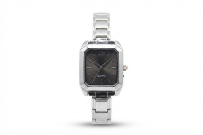 Silver Link Rectangular Charcoal Grey Dial Italian Watch