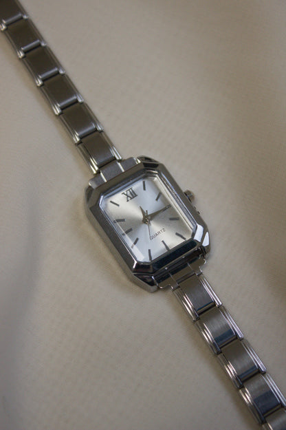 Silver Link Rectangular Silver Dial Italian Watch