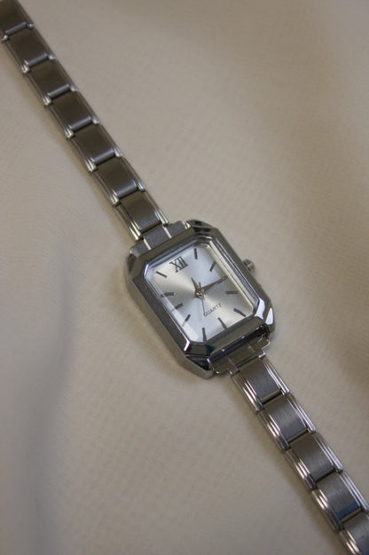 Silver Link Rectangular Silver Dial Italian Watch