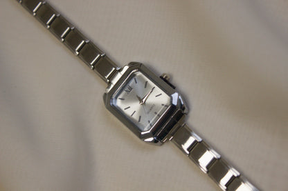 Silver Link Rectangular Silver Dial Italian Watch