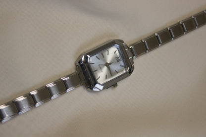 Silver Link Rectangular Silver Dial Italian Watch