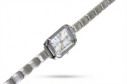 Silver Link Rectangular Silver Dial Italian Watch