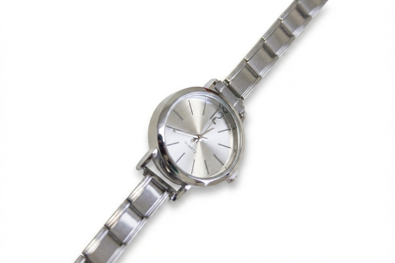 Silver Link Round Silver Dial Italian Watch