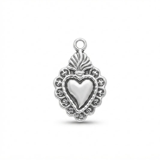 Silver Sacred Heart Charm