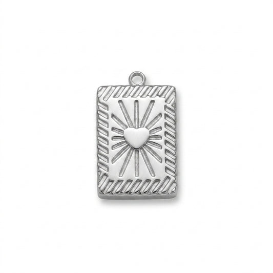 Silver Sunburst Heart Tarot Charm