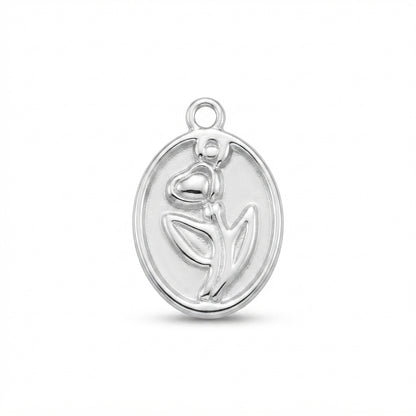Silver Tulip Medallion Charm