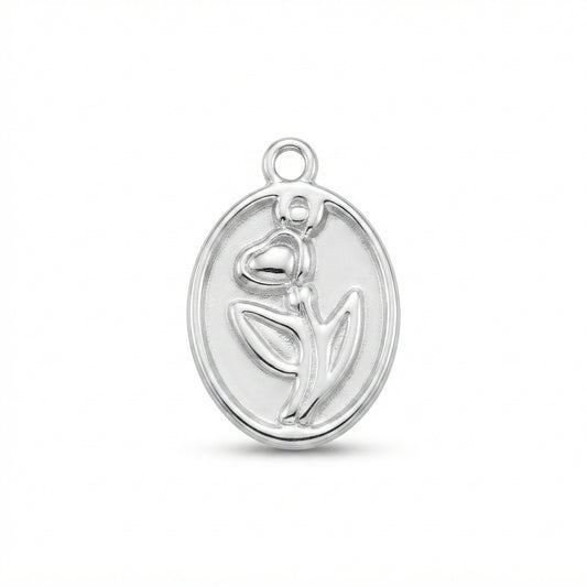 Silver Tulip Medallion Charm