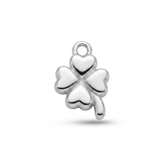 Silver White Enamel Clover Charm