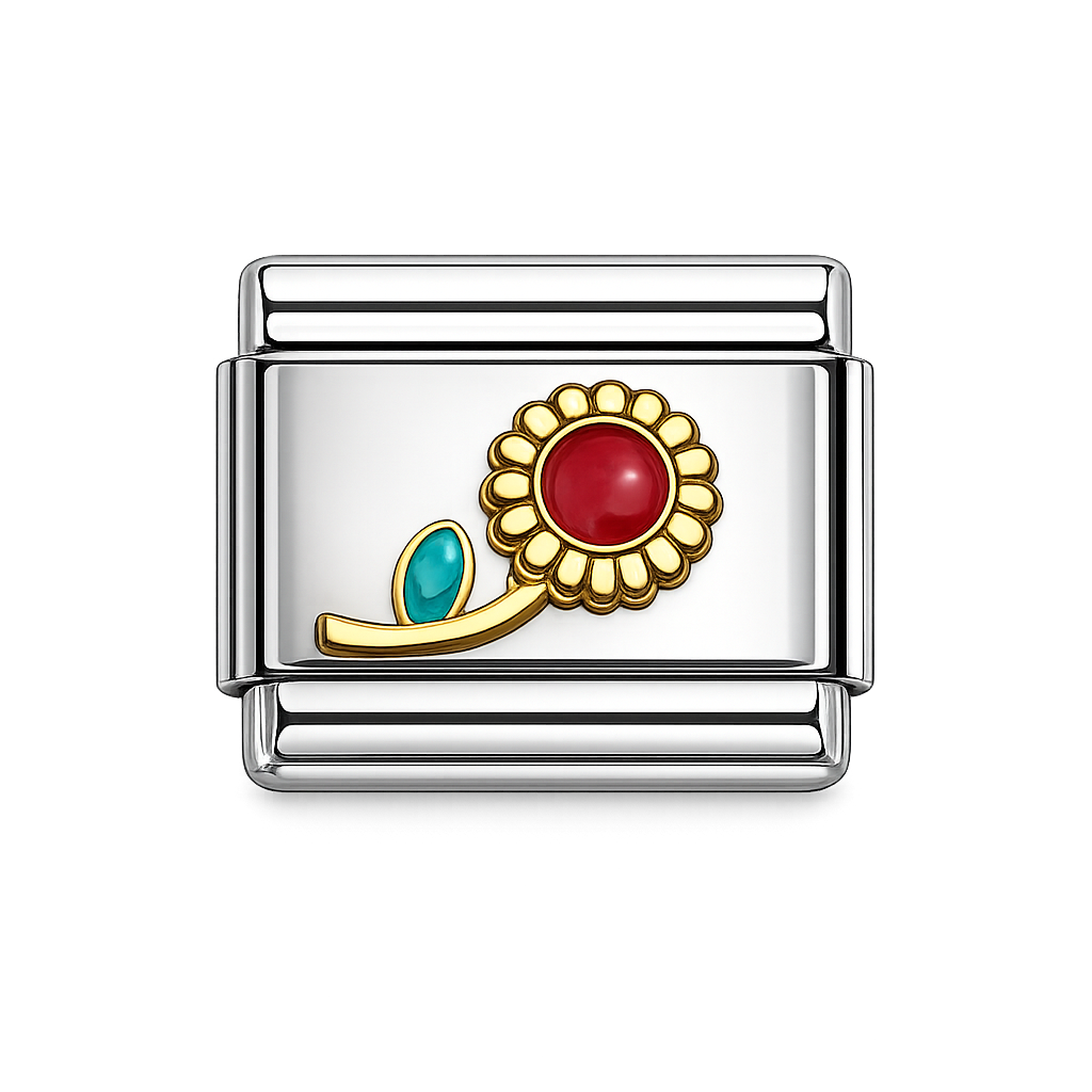 Sunflower Italian Charm — Silver