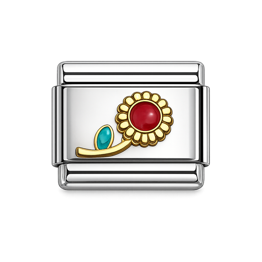 Sunflower Italian Charm — Silver