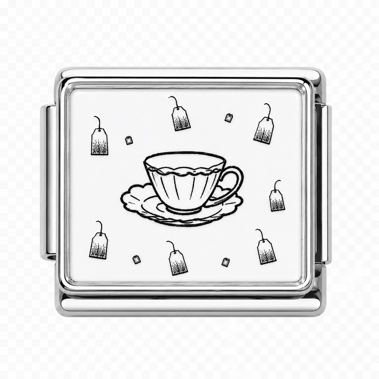 Teacup with tea bag Italian Charm — Silver