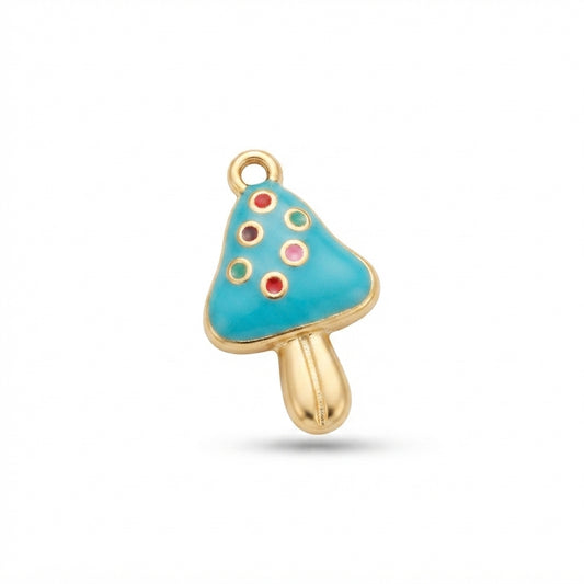 Teal Enamel Mushroom Charm
