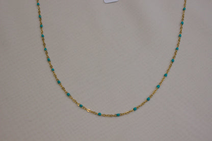 Turquoise Bead Gold Necklace