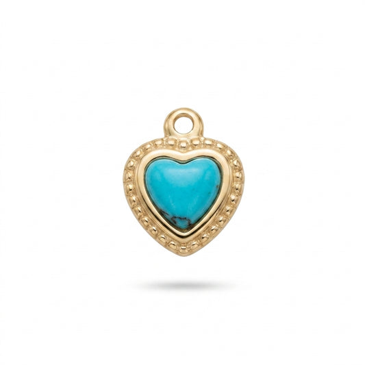 Turquoise Stone Heart Charm