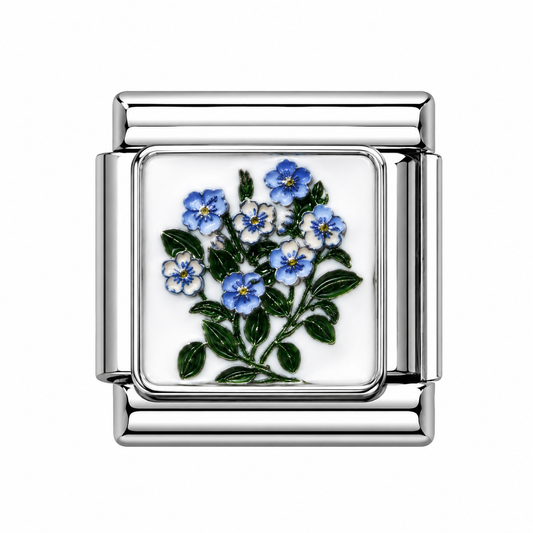 Violets Italian Charm — Silver