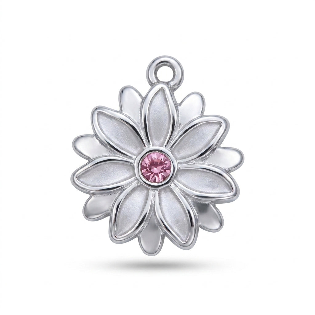 White Enamel Daisy Charm