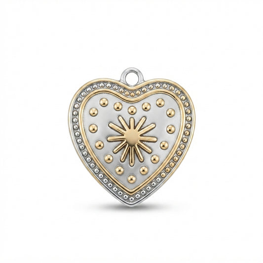 White Enamel Heart Charm