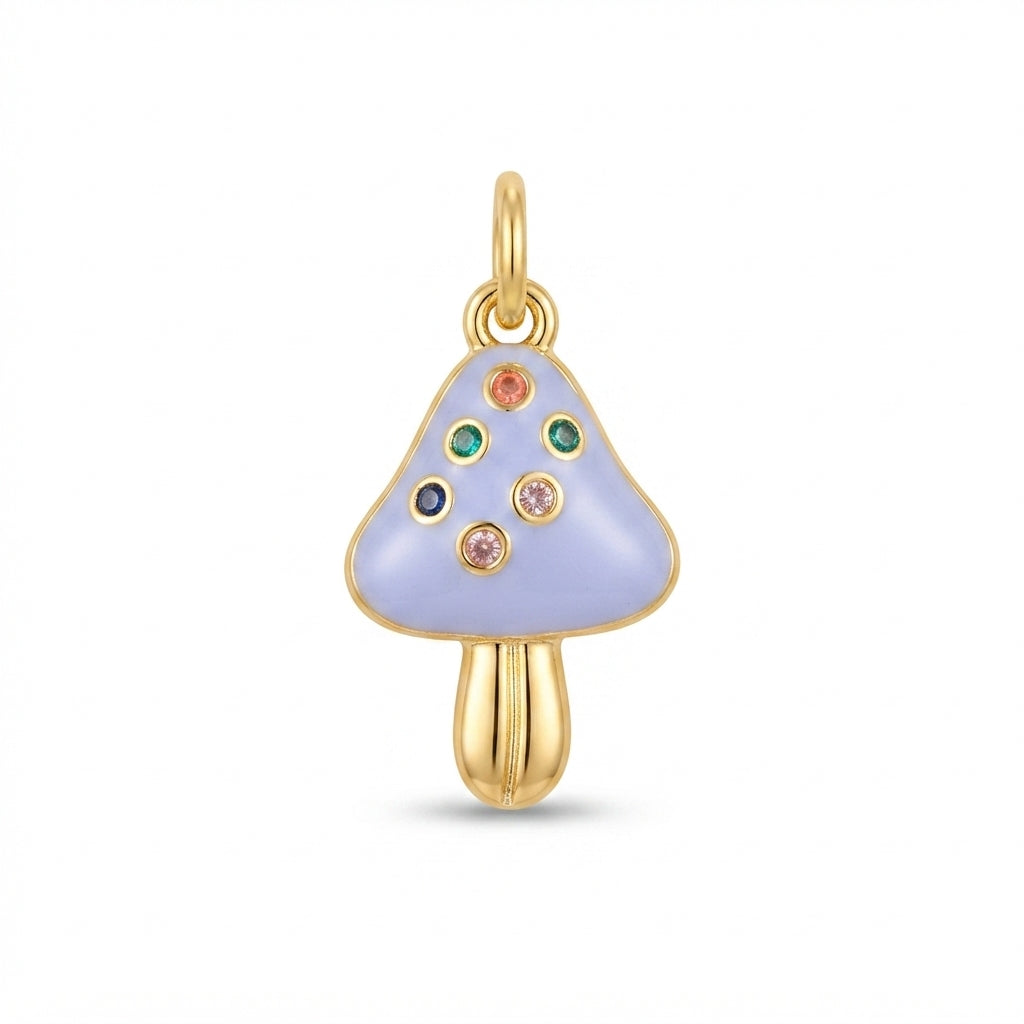 White Enamel Mushroom Charm