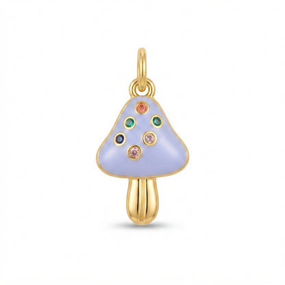 White Enamel Mushroom Charm