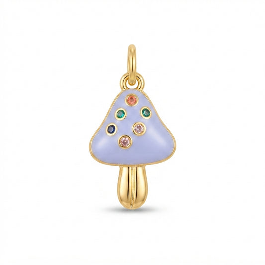 White Enamel Mushroom Charm