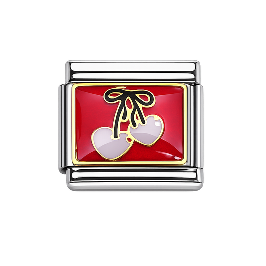 White heart cherries Italian Charm — Silver